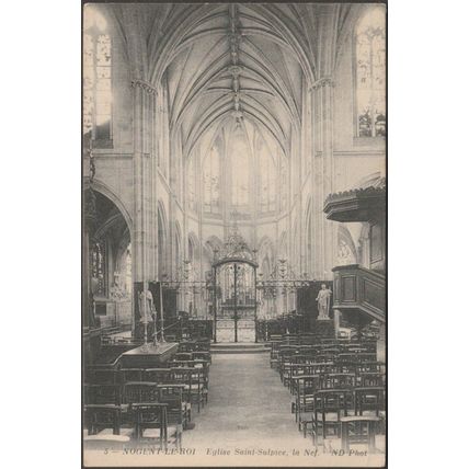 La Nef, Eglise Saint-Sulpice, Nogent-le-Roi, 1912 - Neurdein CPA ND5