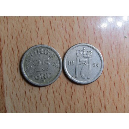 Norway 1954 25 Ore Coin