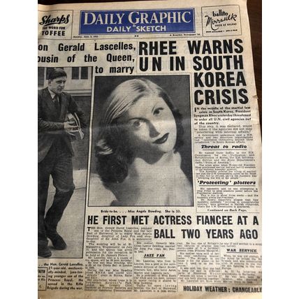 VINTAGE ORIGINAL DAILY GRAPHIC & SKETCH NEWSPAPER JUNE 2 1952 SOUTH KOREA CRISIS