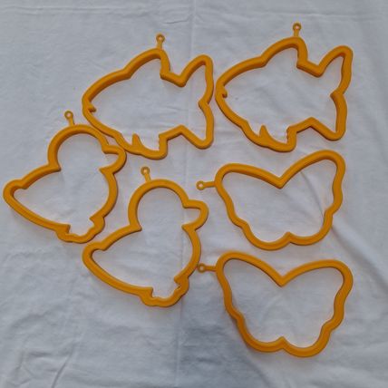 Lot 6 Silicone PANCAKE/EGG MOLDS Butterfly Fish Duck Shaper maker