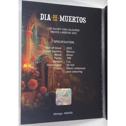 1 oz Silver Dia De Los Muertos 2023 Collectible Mintage of 500