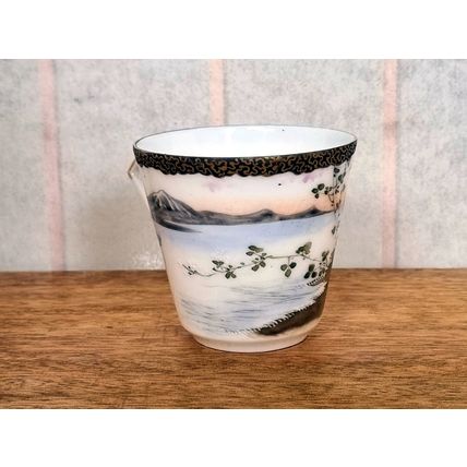 Japanese Art Deco Tea Cup, Vintage Oriental Porcelain, Eggshell China 1930s 1920