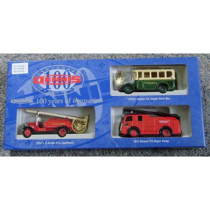 Lledo Dennis Guildford 100 years set of three with badge