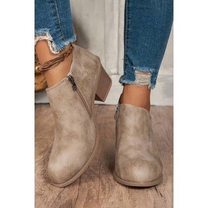 Philippine Gray Tulip Opening Suede Ankle Boots
