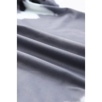 Gray Tie Dye Leopard Patchwork Short Sleeve Top