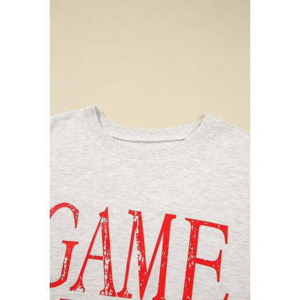 Red Vintage Washed GAME DAY Graphic Baggy Sweatshirt