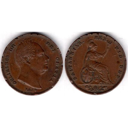 Great Britain. William IV. Farthing 1834. Rim notching. dy23569
