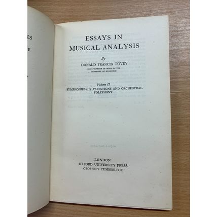 1946 "ESSAYS IN MUSICAL ANALYSIS" DONALD FRANCIS TOVEY MUSIC HARDBACK BOOK (P3)
