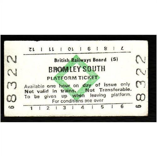 Railway Platform Ticket BROMLEY SOUTH BRB(S) Green Diamond Edmondson