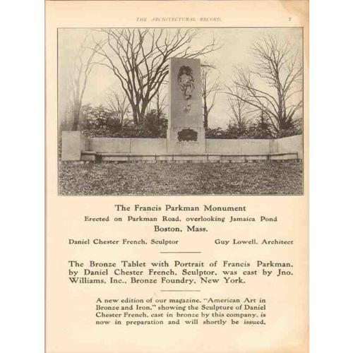 francis parkman monument 1913 daniel chester french vintage ad