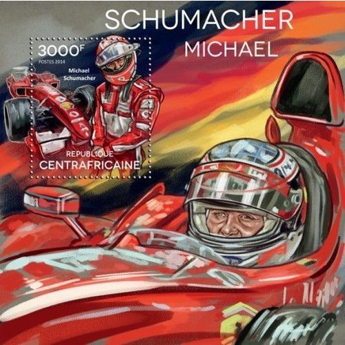 CENTRAL AFRICA 2014 SHEET MNH SCHUMACHER FORMULA 1 F1 PILOTS DRIVERS SPORTS 5A
