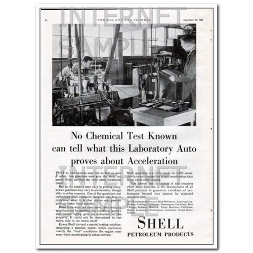 SHELL PETROLEUM PRODUCTS 1934 no chemical test known vintage ad