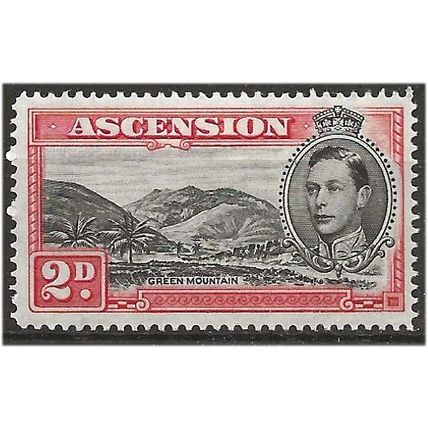 Ascension 1949 SG41c 2d Black & Scarlet Perf 14 Mounted Mint . .. .