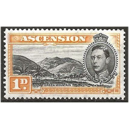 Ascension 1942 SG39b 1d Black & Yellow-Orange Mounted Mint . .. .