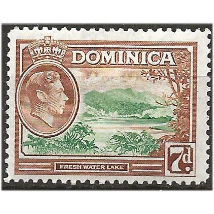 Dominica 1947 SG105a 6d Green & Yellow-Brown Mounted Mint . .. .
