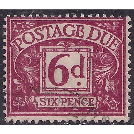 GB 1959 - 63 QE2 6d Purple Postage Due used Wmk 179 SG D63 (1129 )