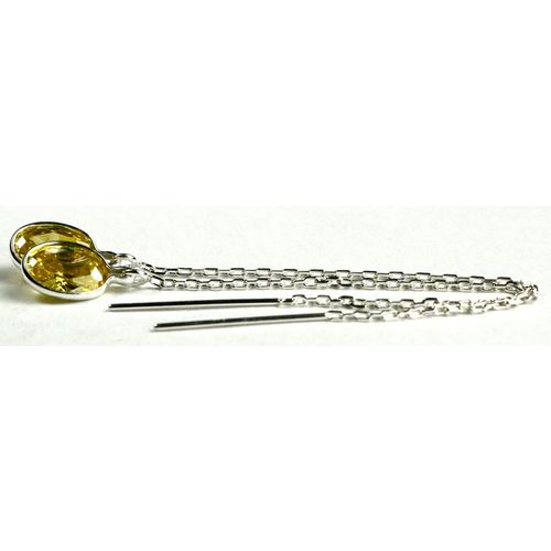 Golden Yellow CZ, 925 Sterling Silver Threader Earrings, SE005