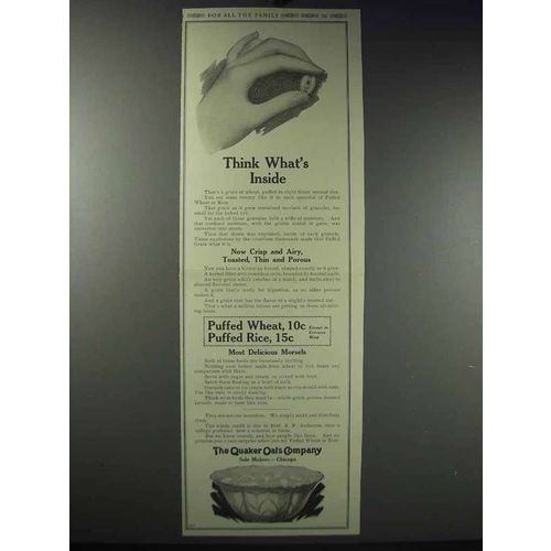 1913 Quaker Puffed Wheat & Rice Ad - What's Inside