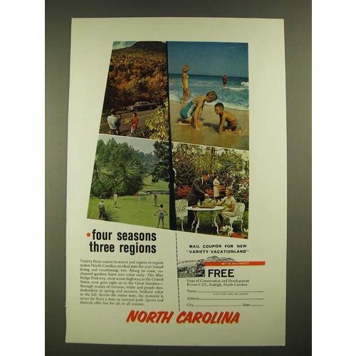 1961 North Carolina Dept. of Conservation and Development Ad