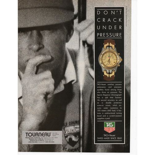 Tag Heuer Watch classic Full Page Print Ad May 1992