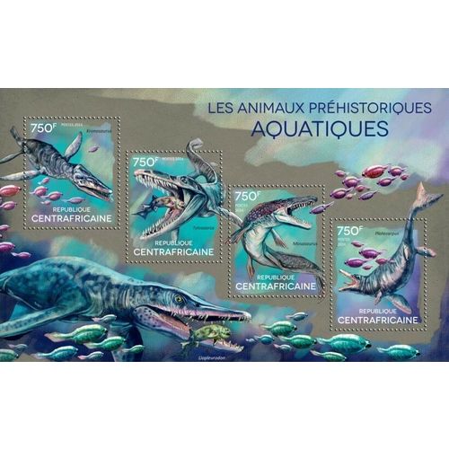 CENTRAL AFRICA 2014 SHEET MNH PREHISTORIC WATER ANIMALS DINOSAURS DINOSAURES 5