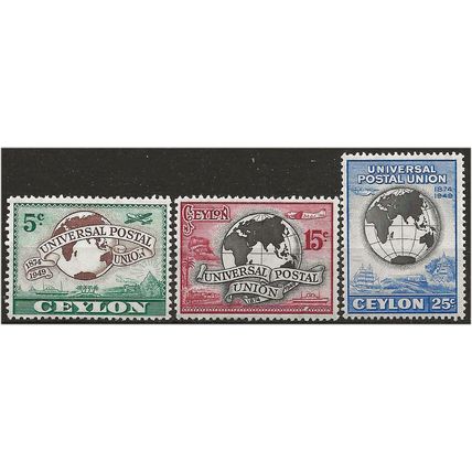 Ceylon 1949 UPU Set SG410-412 Mounted Mint . .. .