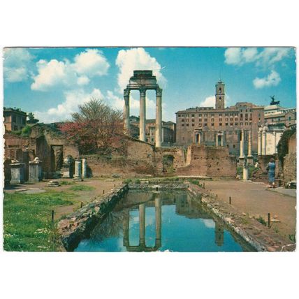 Postcard Vestalhouse and Temple of Castor and Pollux, Roman Forum, Rome, Italy