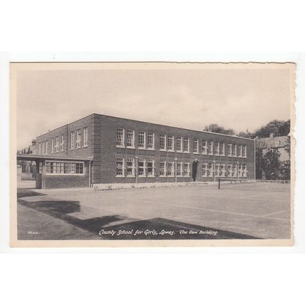 New Building County School for Girls Lewes Postcard East Sussex Damaged
