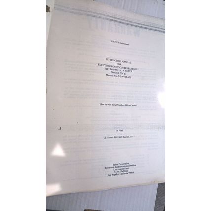 Singer Eaton AILTECH NM-67 Interference/Field Intensity meter Instruction Manual