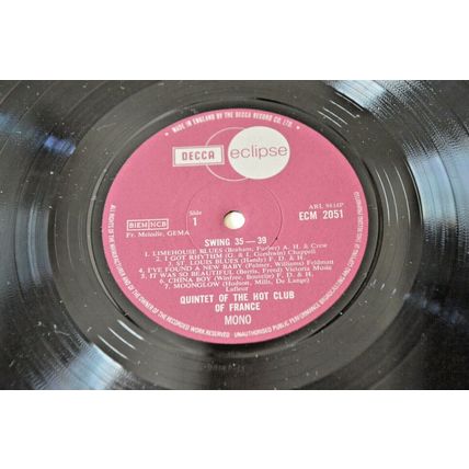 THE QUINTET OF THE HOT CLUB OF FRANCE Swing 1935-1939 LP vinyl record JAZZ