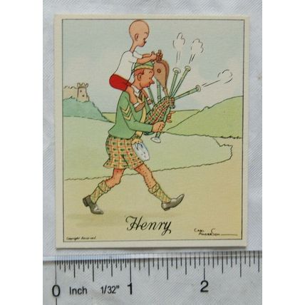 1935 Kensitas card Henry by Carl Anderson - bagpipes