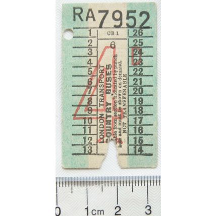 Vintage: ticket London Transport Country Buses 4d - CB1 6