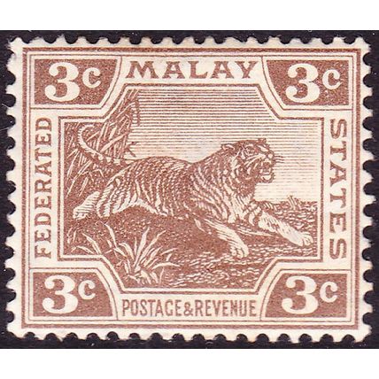 FEDERATED MALAY STATES 1905 3c Leaping Tiger brown SG33 - MINT