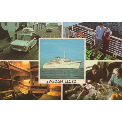 Swedish Lloyd 1970s Ship Diner Cabin Car Parking Postcard