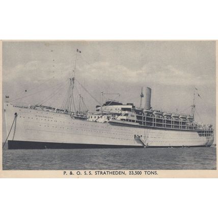 P&O Liner Ship Stratheden Tonnage Old Postcard
