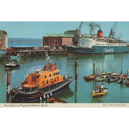 Sealink Ship Ferry By Lifeboat at Weymouth Dorset Postcard
