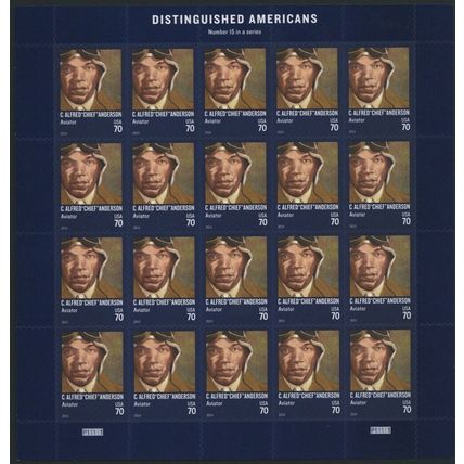 C. Alfred "Chief" Anderson Aviator 70 Cent Pane of 20 Stamps Scott 4879