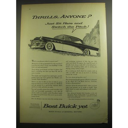 1956 Buick Cars Ad - Thrills, anyone? Just sit here and switch the pitch