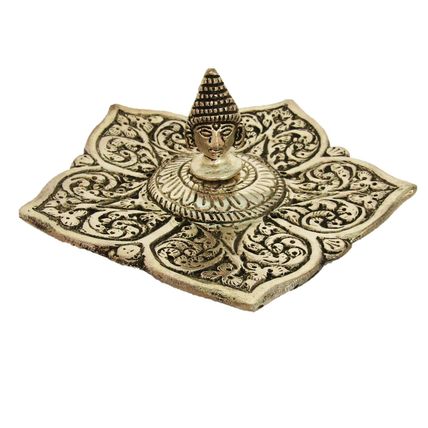 Buddha Aluminium Ash Catcher Flower Face Floral for Stick and Cones 12cm CL46