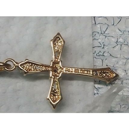 Signed PAJ BB Diamond Accent Gold-Plated Cross Pendant Necklace
