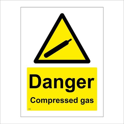 WS043 DANGER COMPRESSED GAS SIGN CYLINDER STORAGE AREA CAUTION HANDLE WITH CARE