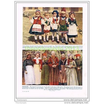 DANISH CHILDREN AND PEASANT WOMEN, BOOK ILLUSTRATION, c1930