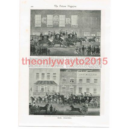 Royal Mail Coaches, Angel Islington & Picadilly, London, Book Illustration, 1895