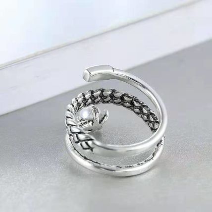 Female Serpentine Pearl Ring Fashion Epoxy Ring Vintage Jewelry