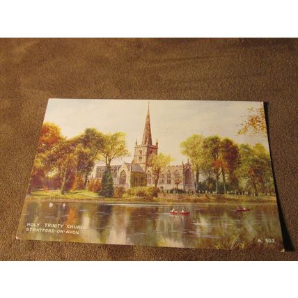 Postcard - Holy Trinity Church, Stratford on Avon - Artist Brian Gerald A503
