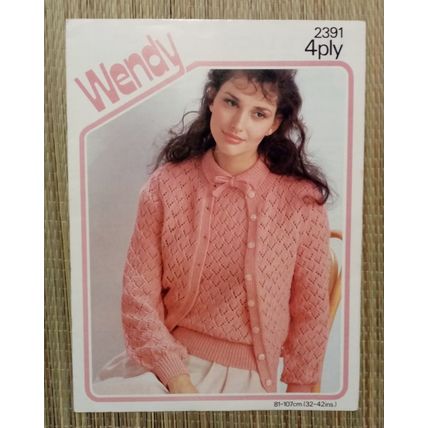 Ladies Lacy Twinset Knitting Pattern 4 Ply Vintage Wendy 2391