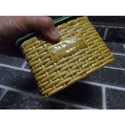 Vintage Sylvac Tea Bag / Tea Caddy Ceramic 1960's Wicker Basket Style