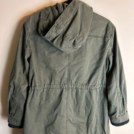 Halogen Women's Utility Jacket S Hooded High Neck Army Green Zip Pockets