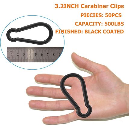 50Pack Carabiner Clips Heavy Duty, 3.2” Large Spring Snap Hooks Bulk, Galvanized
