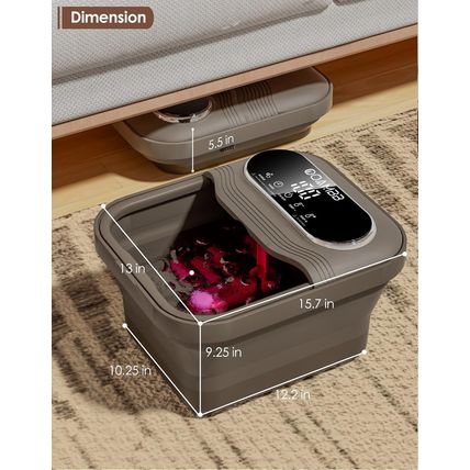 Collapsible Foot Spa with Heat, Bubble and Temp Control, Foot Bath Massager with
